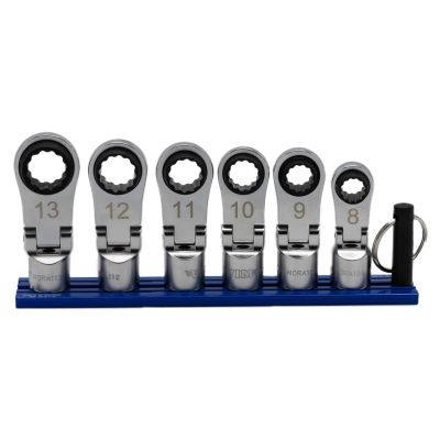 VIM Tools NORA150 6 Piece 12 Point Offset, Flex Head Ratcheting Wrench Attachments (8 - 13 mm)